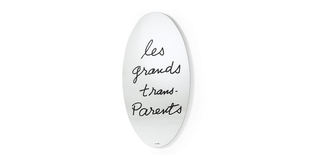 Miroir Les Grands Trans-Parents de Man Ray - Cassina-miroir ovale avec inscription manuscrite noire-Cassina