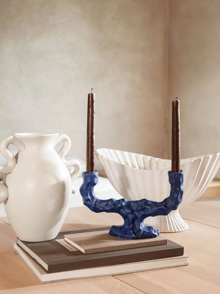 Bougeoir Dito Candle Holder double - Ferm Living-Marron Foncé-The Woods Gallery