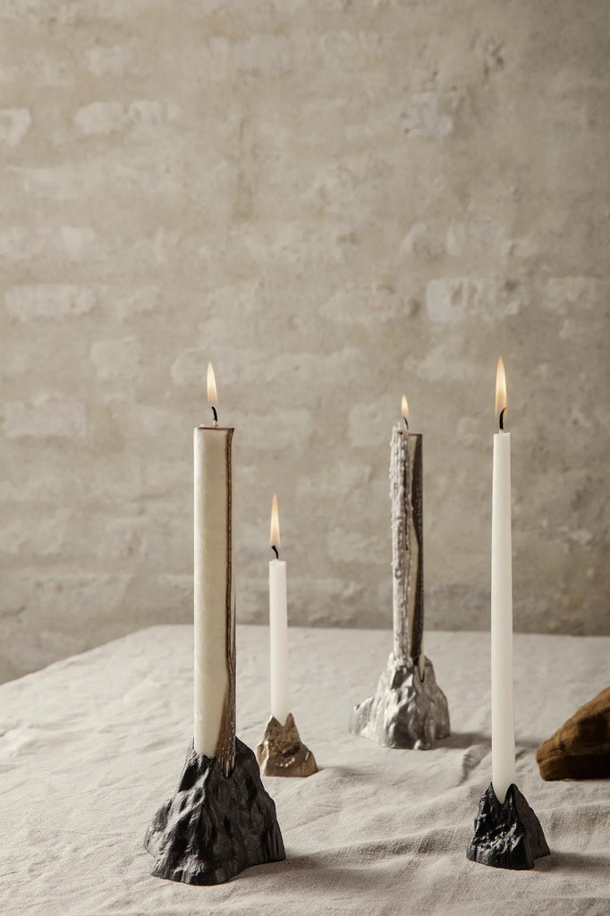 Bougeoir Stone Candle Holder, Small Aluminium de Trine Andersen - Ferm Living-Chrome-The Woods Gallery