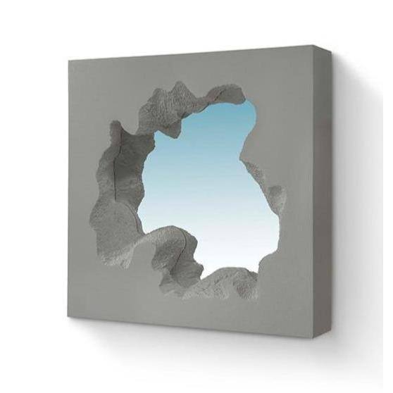 Broken Square Mirror, Miroir carré en polyuréthane gris de Snarkitecture - Gufram-The Woods Gallery