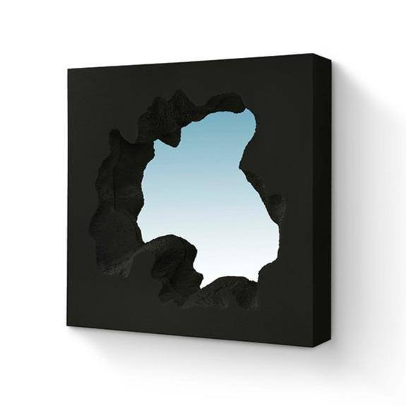 Broken Square Mirror, Miroir carré en polyuréthane noir de Snarkitecture - Gufram-The Woods Gallery