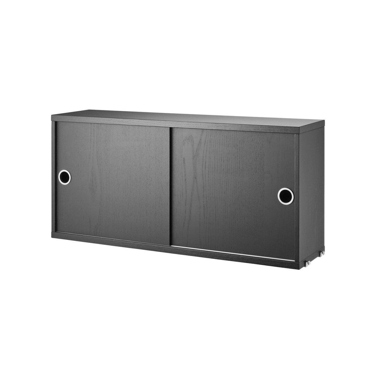 Caisson 2 portes coulissantes Cabinet-Frêne teinté Noir-78x20cm-The Woods Gallery