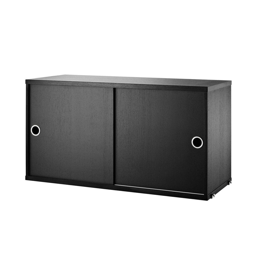 Caisson 2 portes coulissantes Cabinet-Frêne teinté Noir-78x30cm-The Woods Gallery
