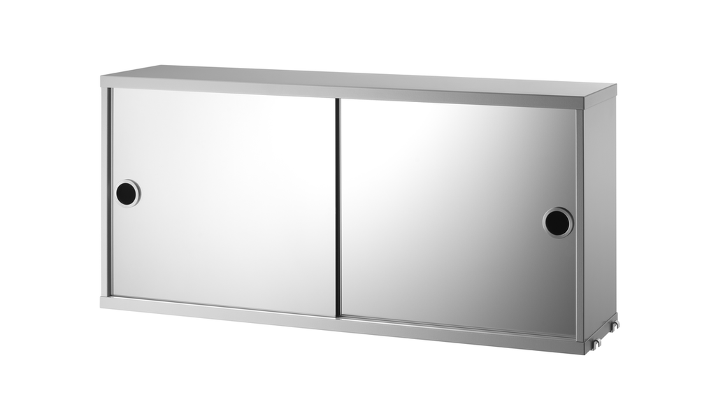Caisson 2 portes miroirs coulissantes L 78 cm - String Furniture-Gris-The Woods Gallery