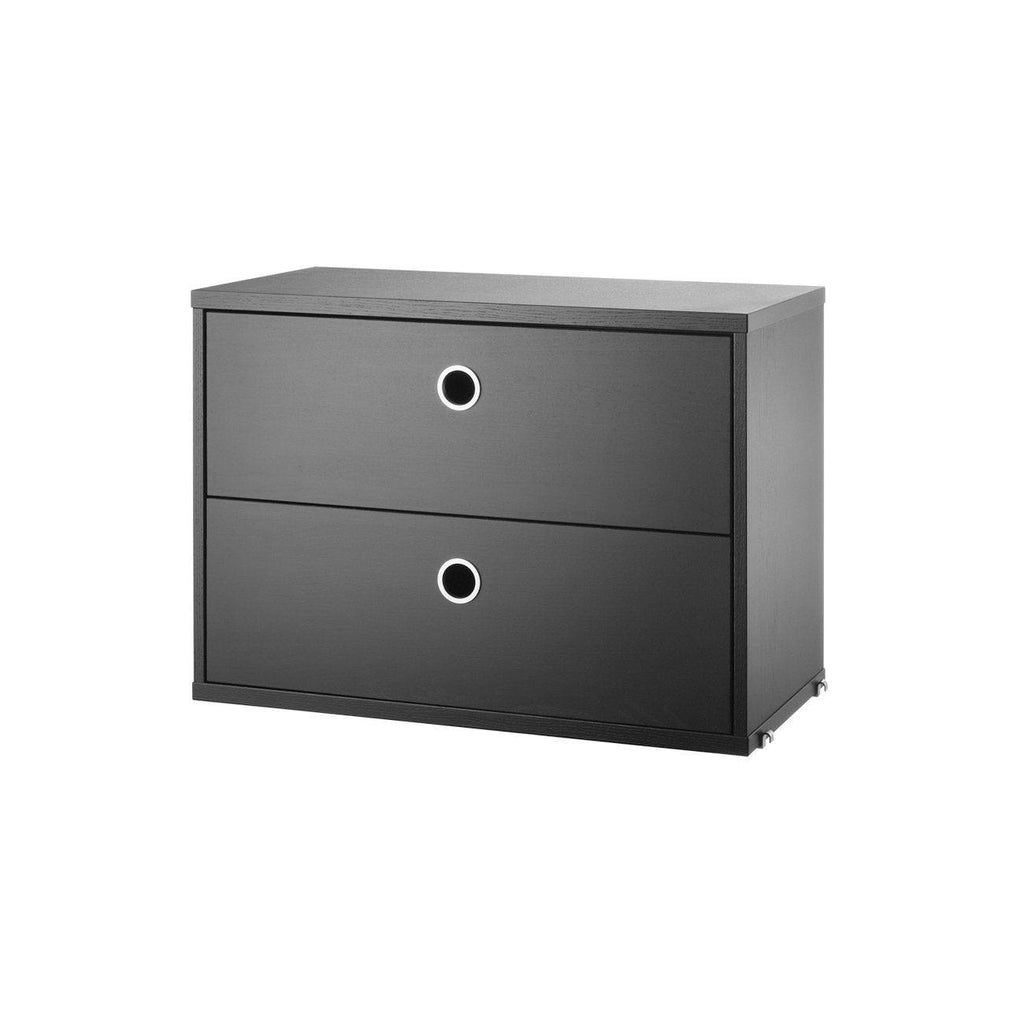 Caisson 2 tiroirs Cabinet-58x30cm-Frêne teinté Noir-The Woods Gallery
