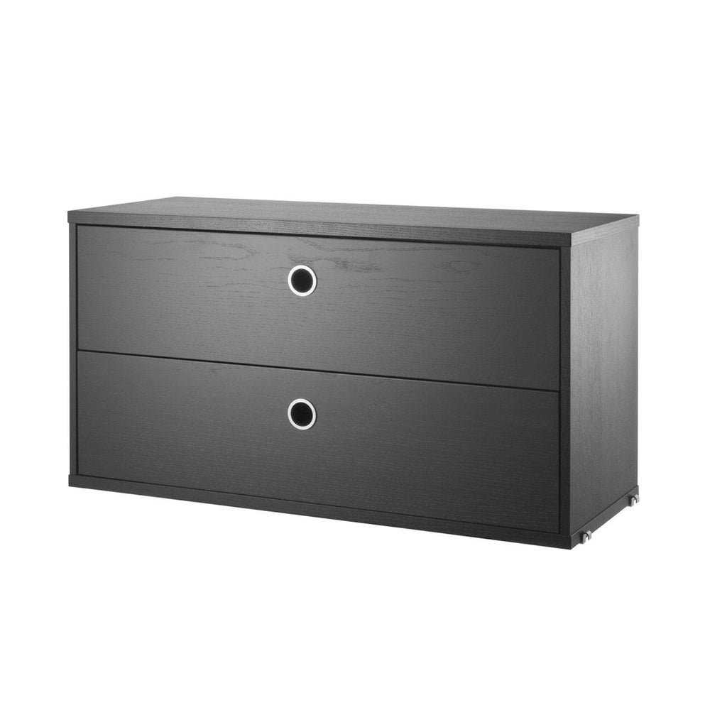 Caisson 2 tiroirs Cabinet-78x30cm-Frêne teinté Noir-The Woods Gallery