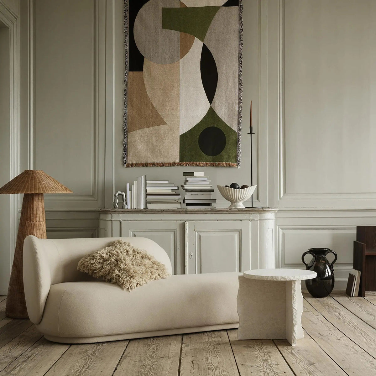 Canapé Rico Divan R Boucle de Trine Andersen - Ferm Living-Off White-The Woods Gallery