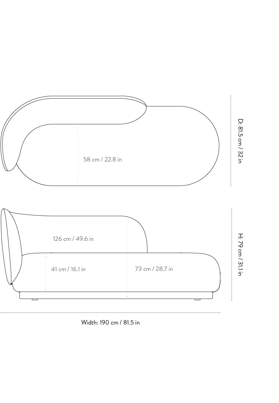Canap Rico Divan Tonus Left de Trine Andersen Ferm Living Bleu