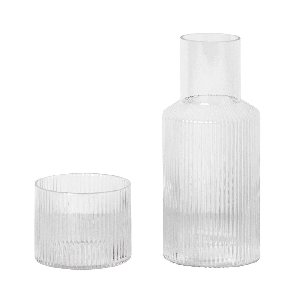 Carafe Ripple et son verre - Ferm Living-Fumé-The Woods Gallery