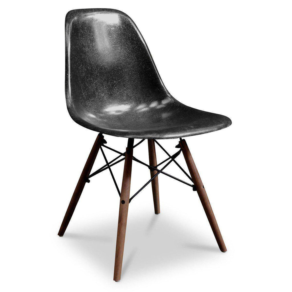 Chaise DSW Black de Charles & Ray Eames - Herman Miller - Vintage-DSW - Piètement Base Dowel Noyer-The Woods Gallery