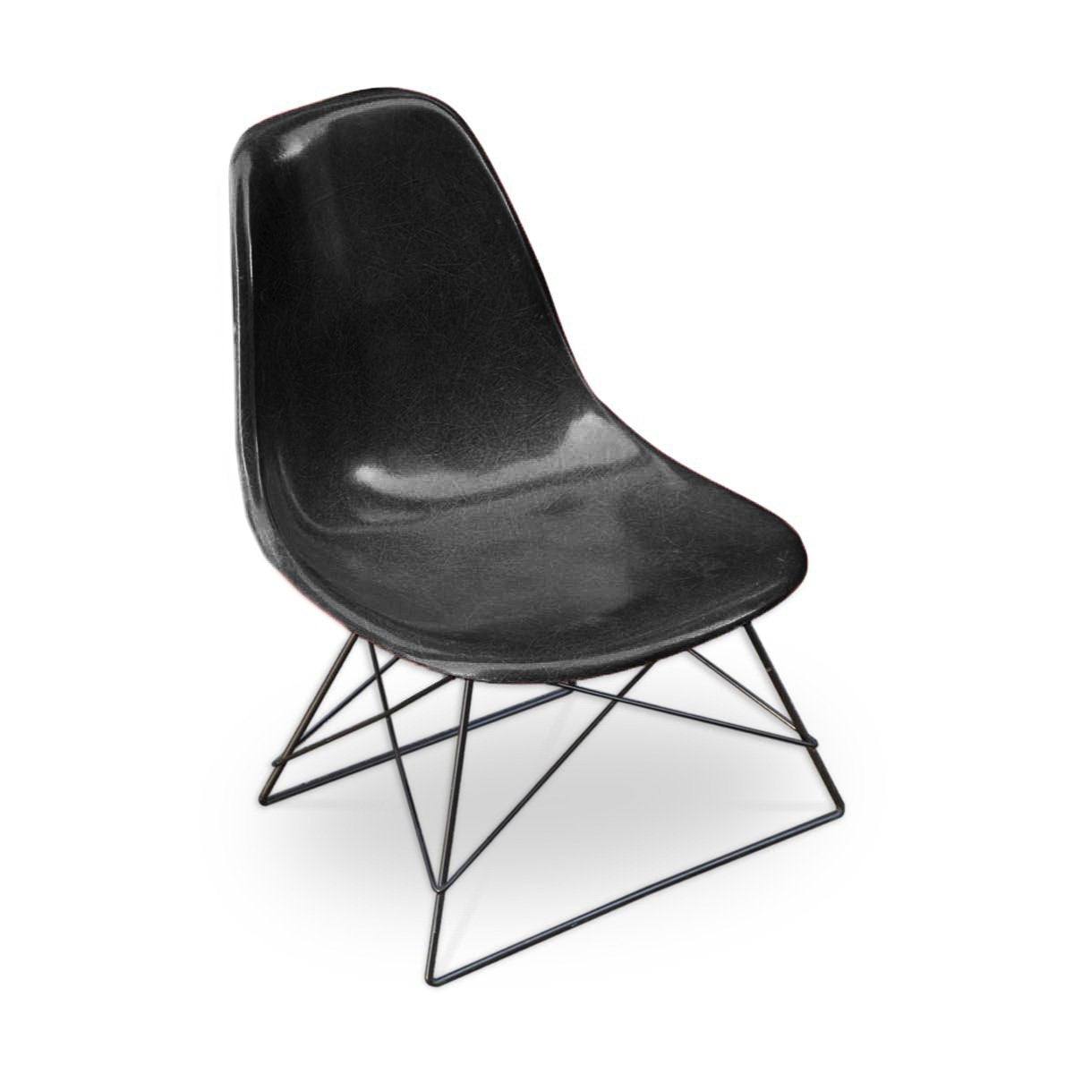 Chaise DSW Black de Charles &amp; Ray Eames - Herman Miller - Vintage-Piètement Low Rod Base Noir-The Woods Gallery