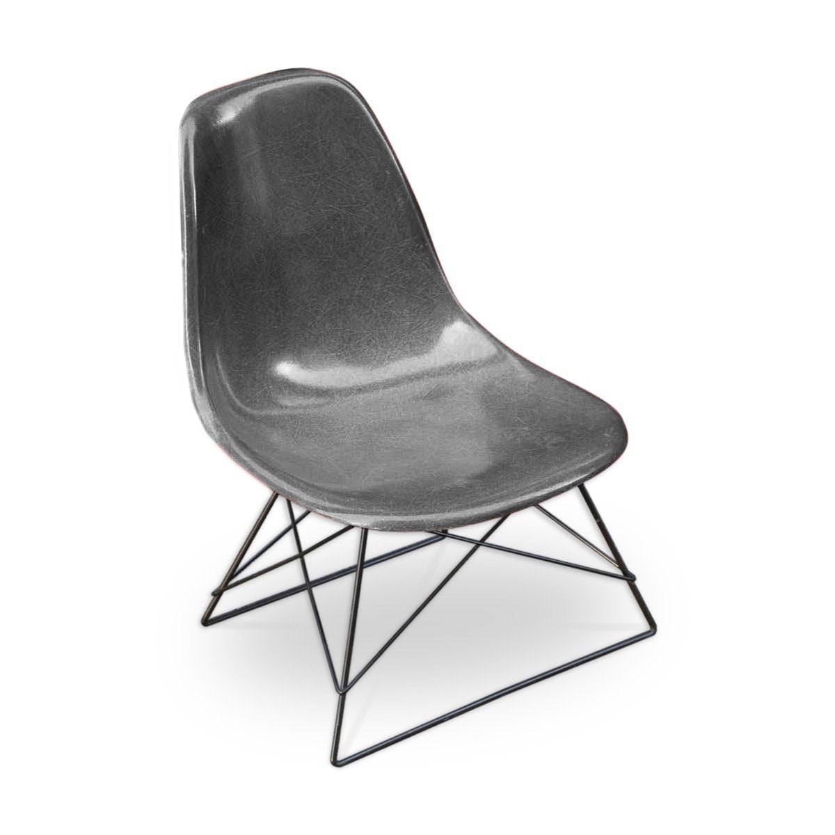 Chaise DSW Elephant Grey de Charles &amp; Ray Eames - Herman Miller - Vintage-Piètement Low Rod Base Noir-The Woods Gallery