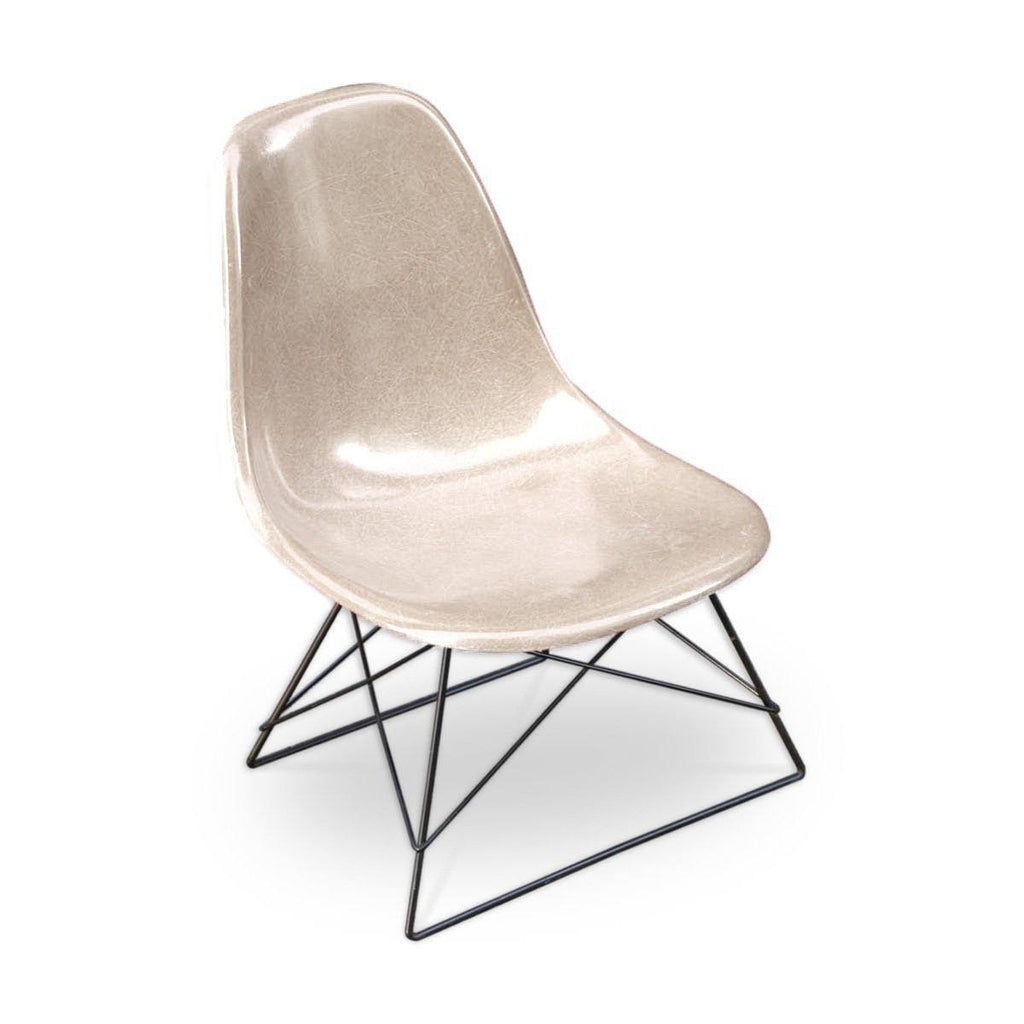 Chaise DSW Greige de Charles & Ray Eames - Herman Miller - Vintage-Piètement Low Rod Base Noir-The Woods Gallery