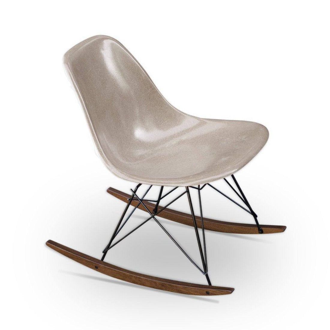 Chaise DSW Greige de Charles &amp; Ray Eames - Herman Miller - Vintage-RAR - Piètement Rocking chair Noir/Noyer-The Woods Gallery