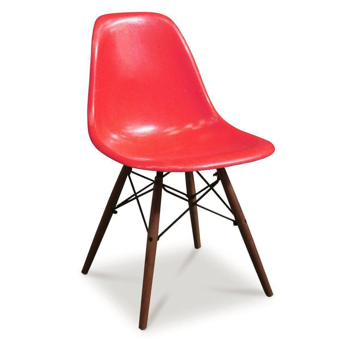 Chaise DSW True Red de Charles &amp; Ray Eames - Herman Miller - Vintage-DSW - Piètement Base Dowel Noyer-The Woods Gallery