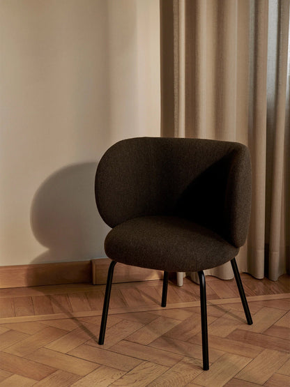 Chaise Rico Dark Grey Brown - Ferm Living-Structure Noir-The Woods Gallery