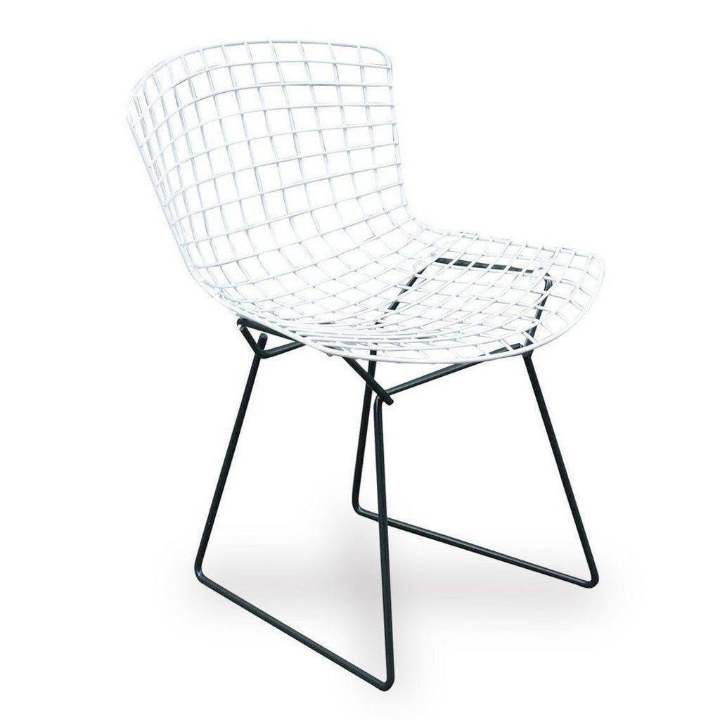 Chaise Wire noire et blanche de Harry Bertoia - Knoll - Vintage-The Woods Gallery