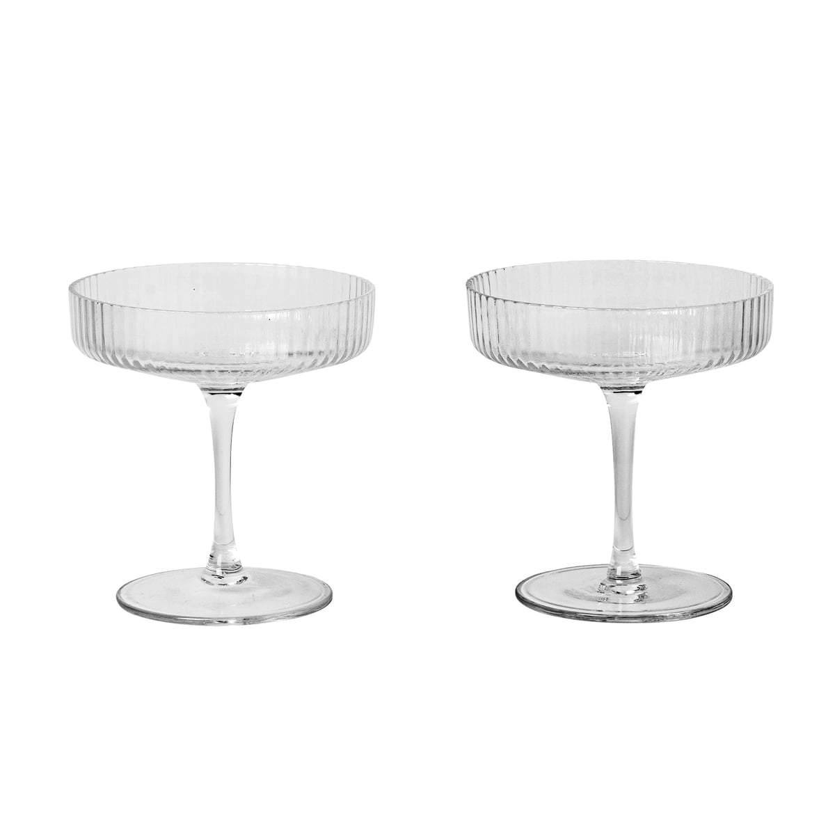 Coupes à champagne Ripple - Ferm Living-Transparent-The Woods Gallery
