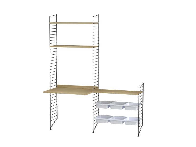 Ensemble Chambre d’enfant E - String Furniture-Noir - Chêne-The Woods Gallery