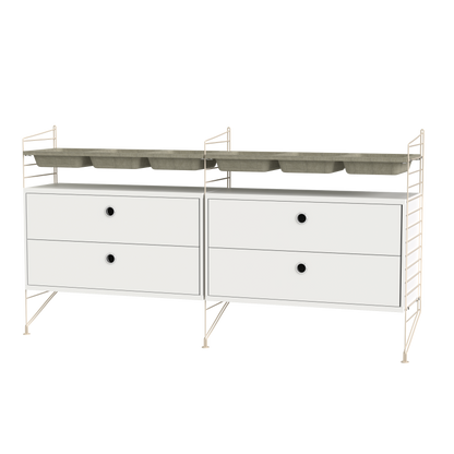 Ensemble de Chambre G - String Furniture-Blanc - Beige-The Woods Gallery