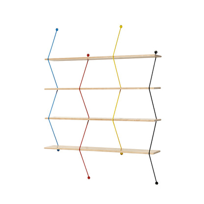 Etagère "Climb" de Bashko Trybek - La Chance-Climb Classic-Bouleau Naturel-Fils Couleurs (Rouge-Bleu-Jaune-Noir)-The Woods Gallery