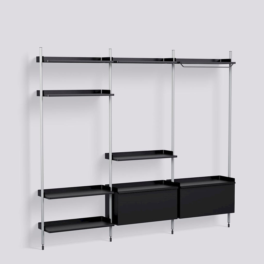 Étagère Modulable Pier System 1093 - 3 colonnes - Hay-Noir - Aluminium-The Woods Gallery