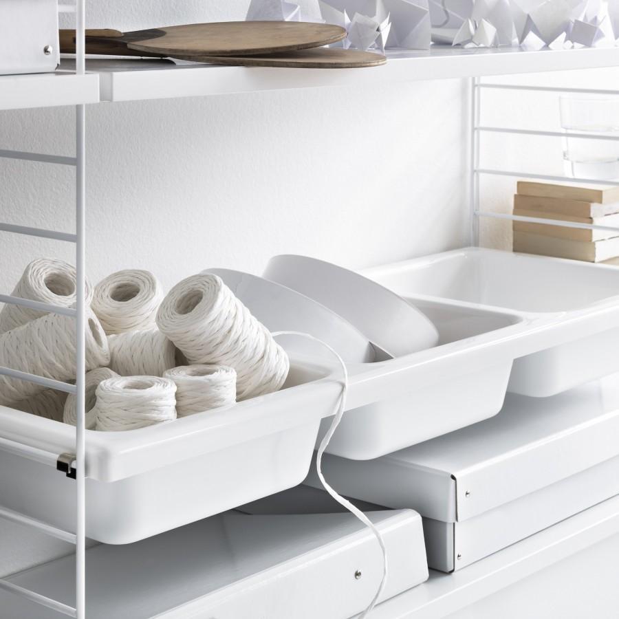 Étagère rangement 3 bacs en plastique L 78 cm - String Furniture-Blanc-The Woods Gallery