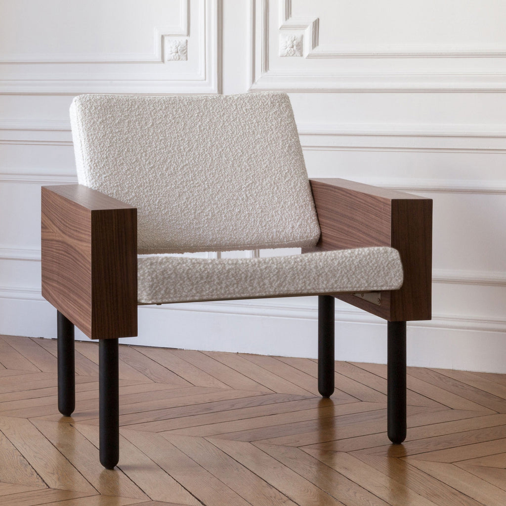 Fauteuil "BLOCK" de Jonas Lutz - La Chance-Tissus Gabriel Temps - Noir-The Woods Gallery