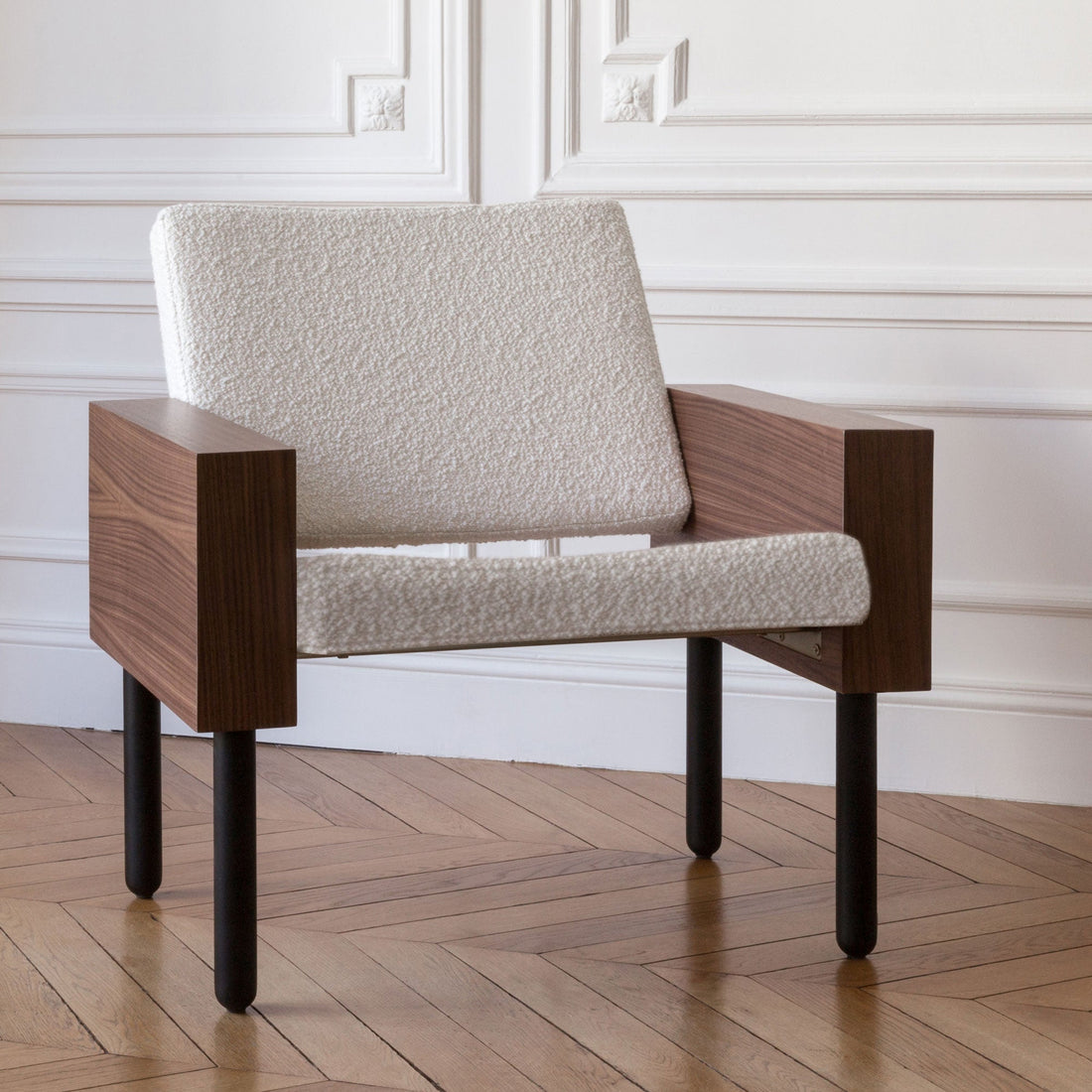 Fauteuil "BLOCK" de Jonas Lutz - La Chance-Tissus Lelièvre - Sherpas Craie-The Woods Gallery
