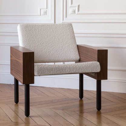 Fauteuil "BLOCK" de Jonas Lutz - La Chance-Tissus Lelièvre - Sherpas Craie-The Woods Gallery