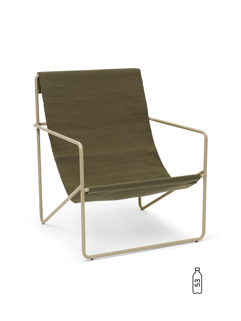 Fauteuil transat Lounge Chair Desert de Trine Andersen - Ferm Living-Cashmere - Olive-The Woods Gallery