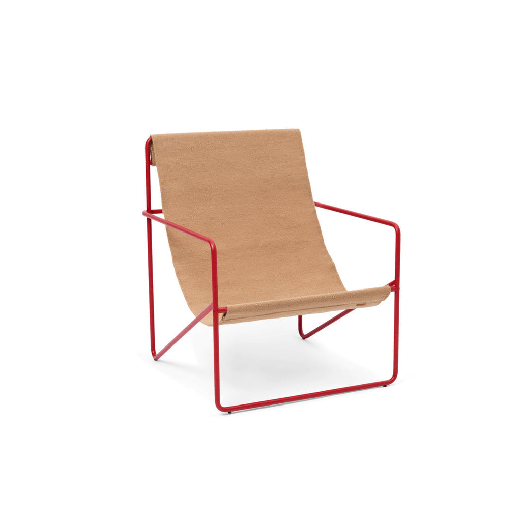 Fauteuil transat Lounge Chair Desert de Trine Andersen - Ferm Living-Poppy Red - Sand-The Woods Gallery