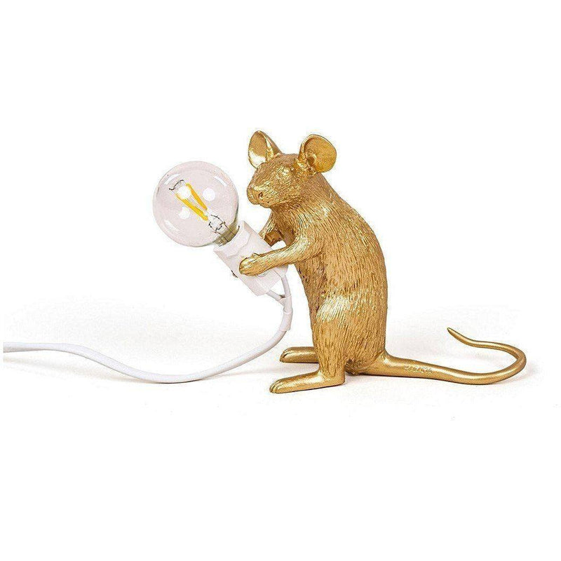 Lampe Mouse Gold Sitting - Souris dorée assise de Marcantonio - Seletti-The Woods Gallery