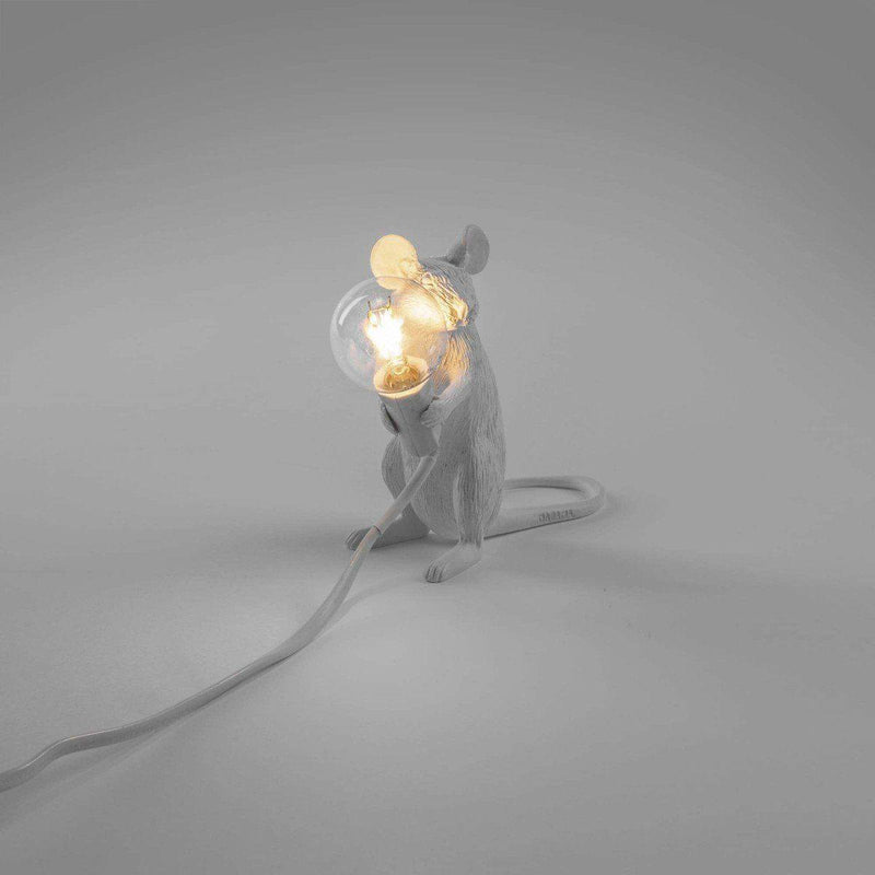 Lampe Mouse White Sitting - Souris blanche assise de Marcantonio - Seletti-The Woods Gallery