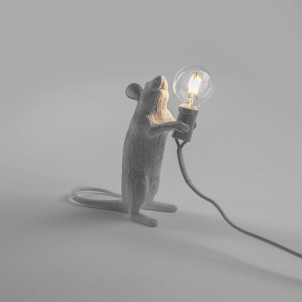 Lampe Mouse White Standing - Souris blanche debout de Marcantonio - Seletti-The Woods Gallery