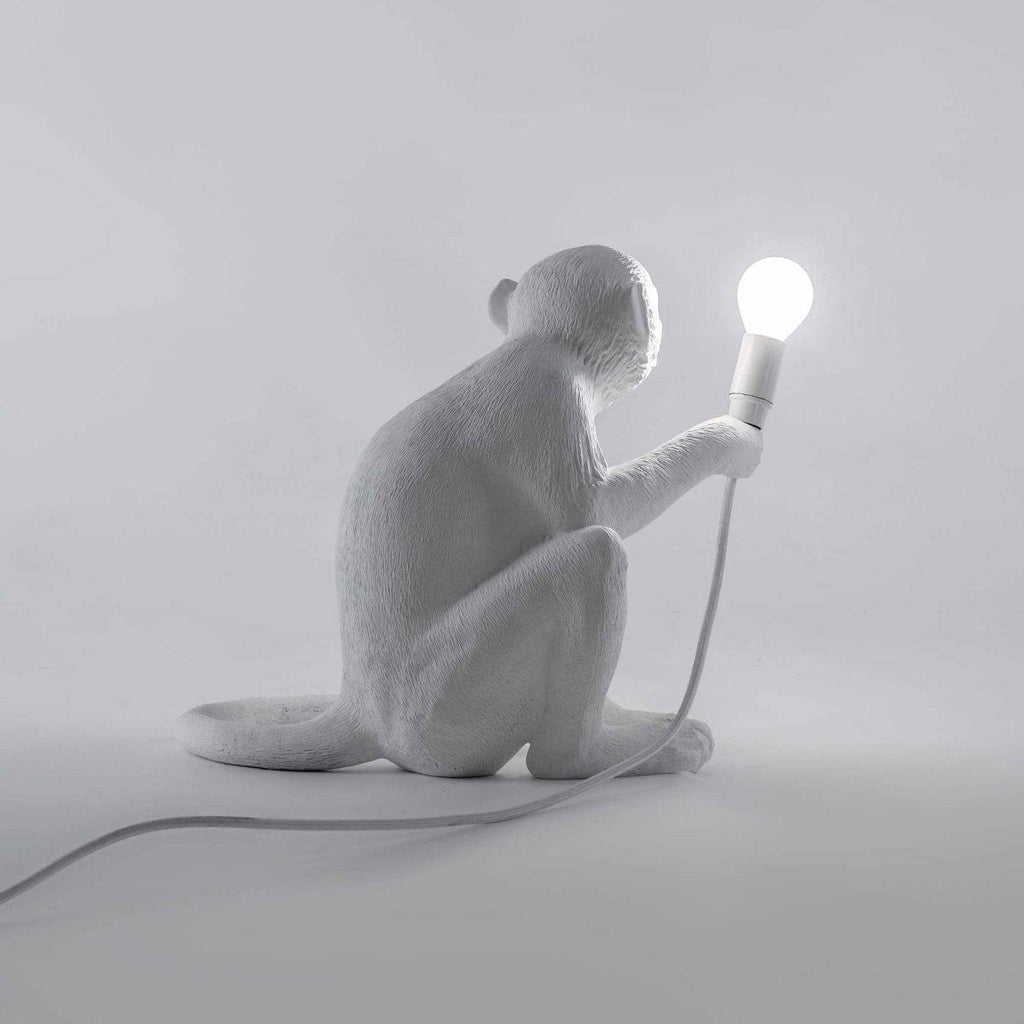 Lampe Singe Sitting de Marcantonio - Seletti-Blanc-The Woods Gallery