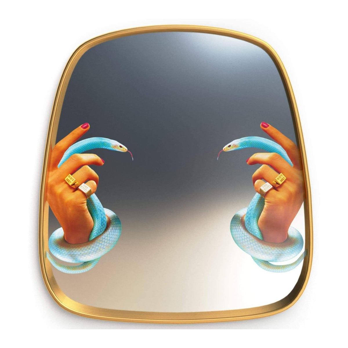 Miroir en laiton Hands With Snakes de ToiletPaper - Mains avec des serpents - Seletti-The Woods Gallery