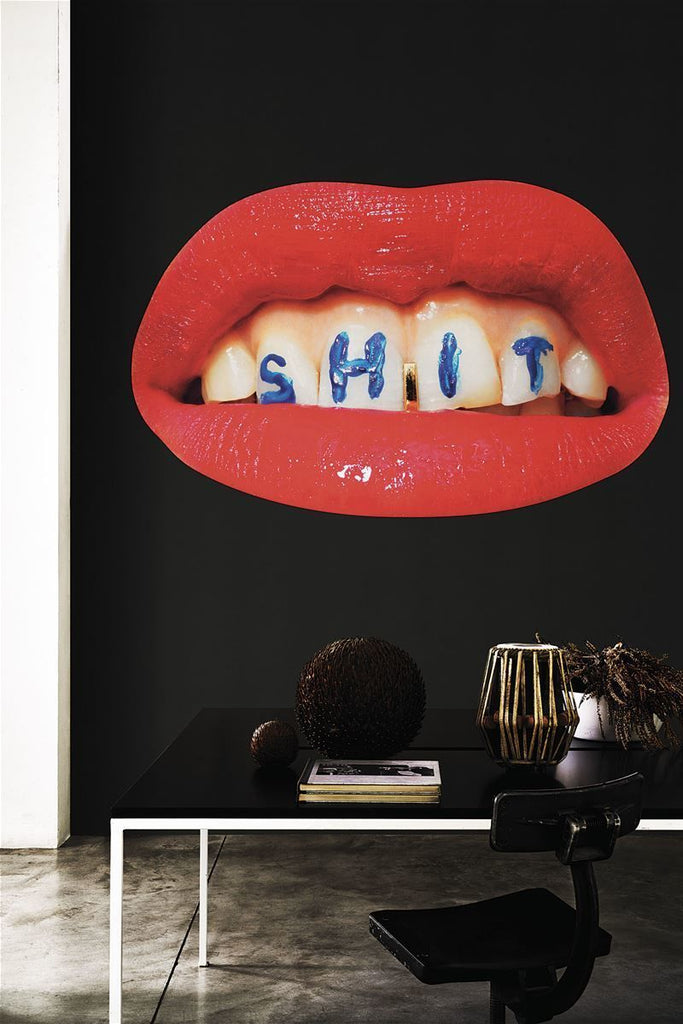 Papier peint "Wash your mouth" Noir de ToiletPaper-Support vinyle – surface gaufrée et irrégulière - simule la toile d’un tableau-The Woods Gallery