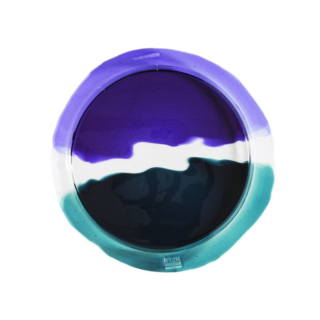 Plateau en résine rond de Gaetano Pesce Clear Green, Violet L - Fish Design-The Woods Gallery