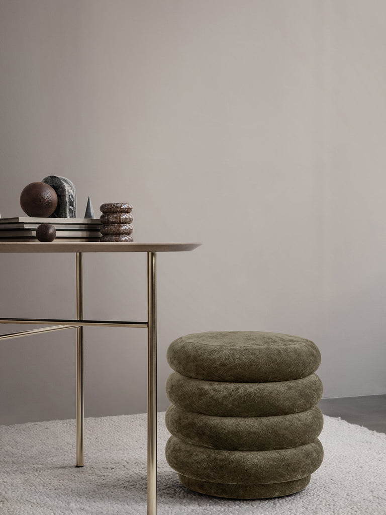 Pouf Rond Faded Velvet de Trine Andersen - Ferm Living-Velours Ocean-The Woods Gallery