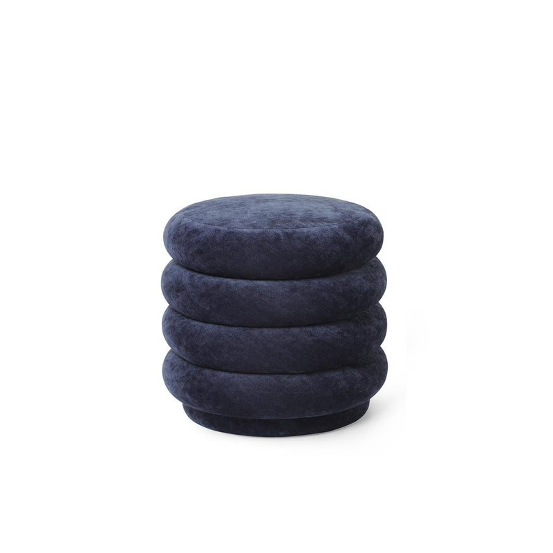 Pouf Rond Faded Velvet de Trine Andersen - Ferm Living-Velours Ocean-The Woods Gallery