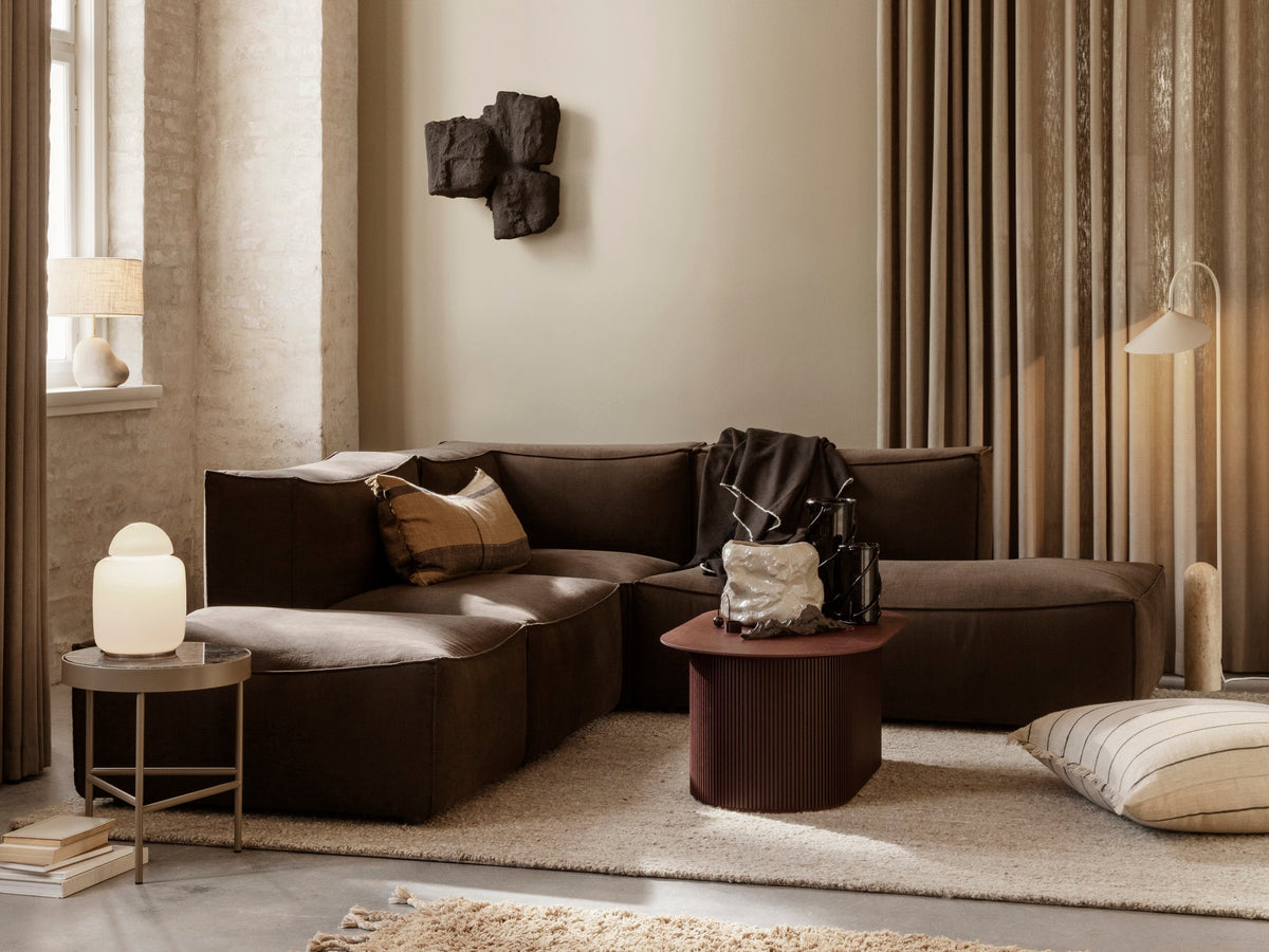Pouf carré Catena / Small - Ferm Living-Beige-Rich linen-The Woods Gallery