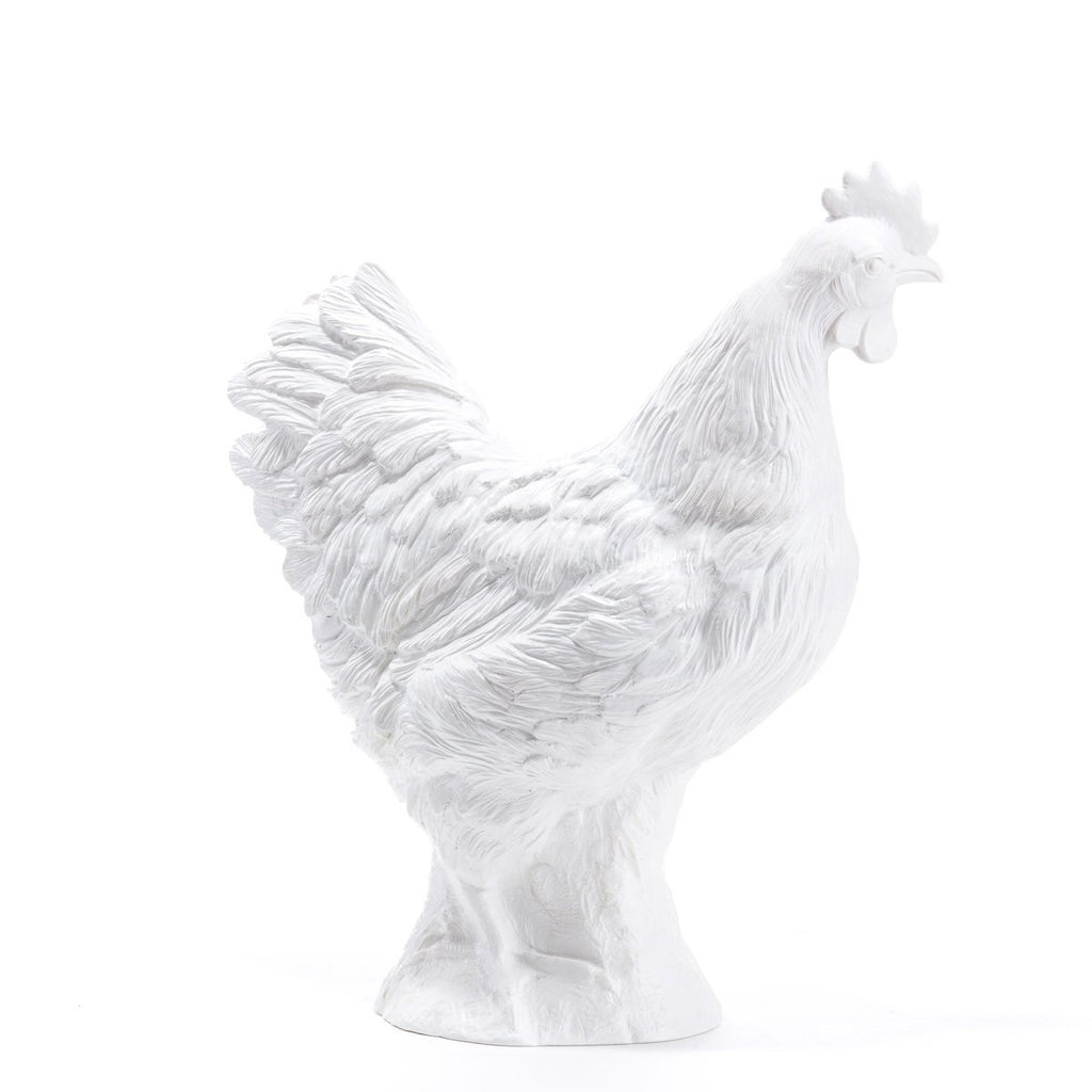 Sculpture Hen, Poule de Ottmar Hörl-Blanc-Unsigned-The Woods Gallery