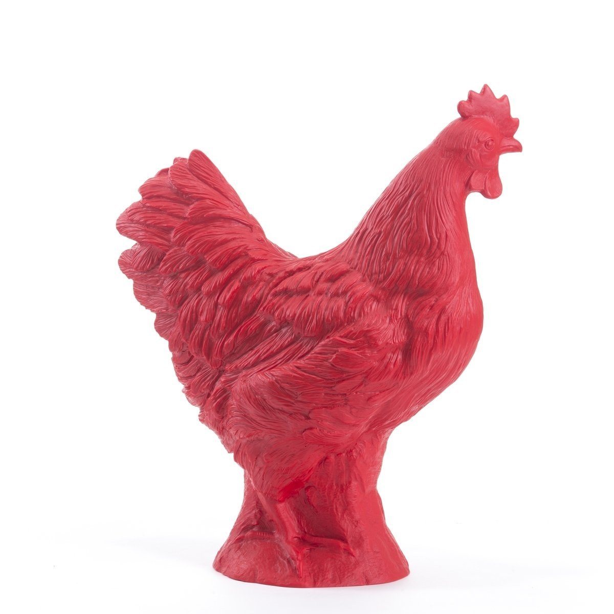 Sculpture Hen, Poule de Ottmar Hörl-Rouge-Unsigned-The Woods Gallery