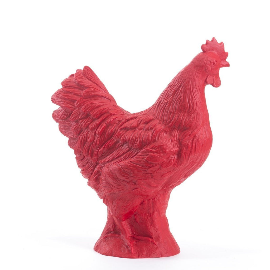 Sculpture Hen, Poule de Ottmar Hörl-Rouge-Unsigned-The Woods Gallery