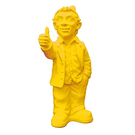 Sculpture Optimiste d'Ottmar Hörl-Jaune-Signé à la main par l'artiste-The Woods Gallery
