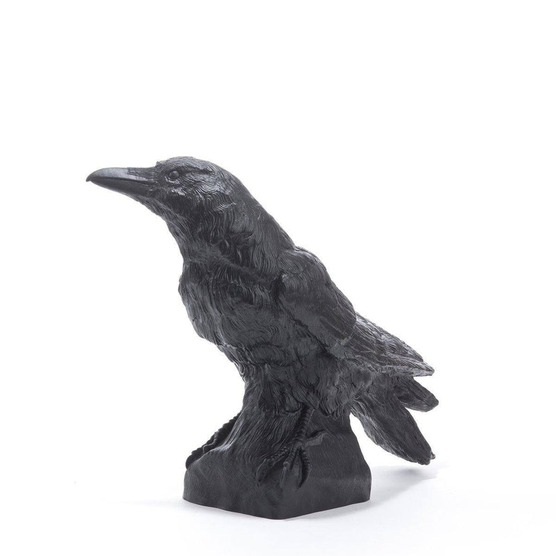 Sculpture Raven Head Up de Ottmar Hörl - Corbeau tête en haut-Noir-Unsigned-The Woods Gallery