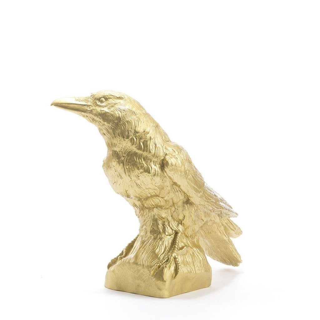 Sculpture Raven Head Up de Ottmar Hörl - Corbeau tête en haut-Or-Unsigned-The Woods Gallery