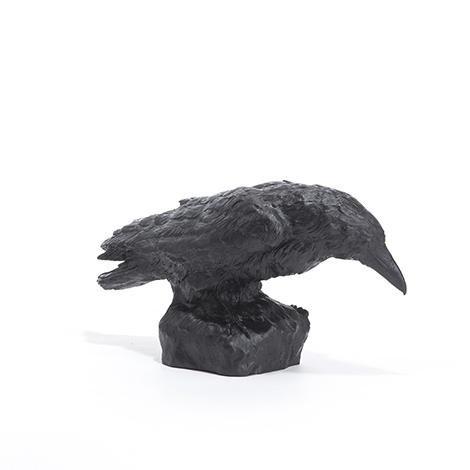 Sculpture Raven head down de Ottmar Hörl - Corbeau tête en bas-Blanc-Unsigned-The Woods Gallery