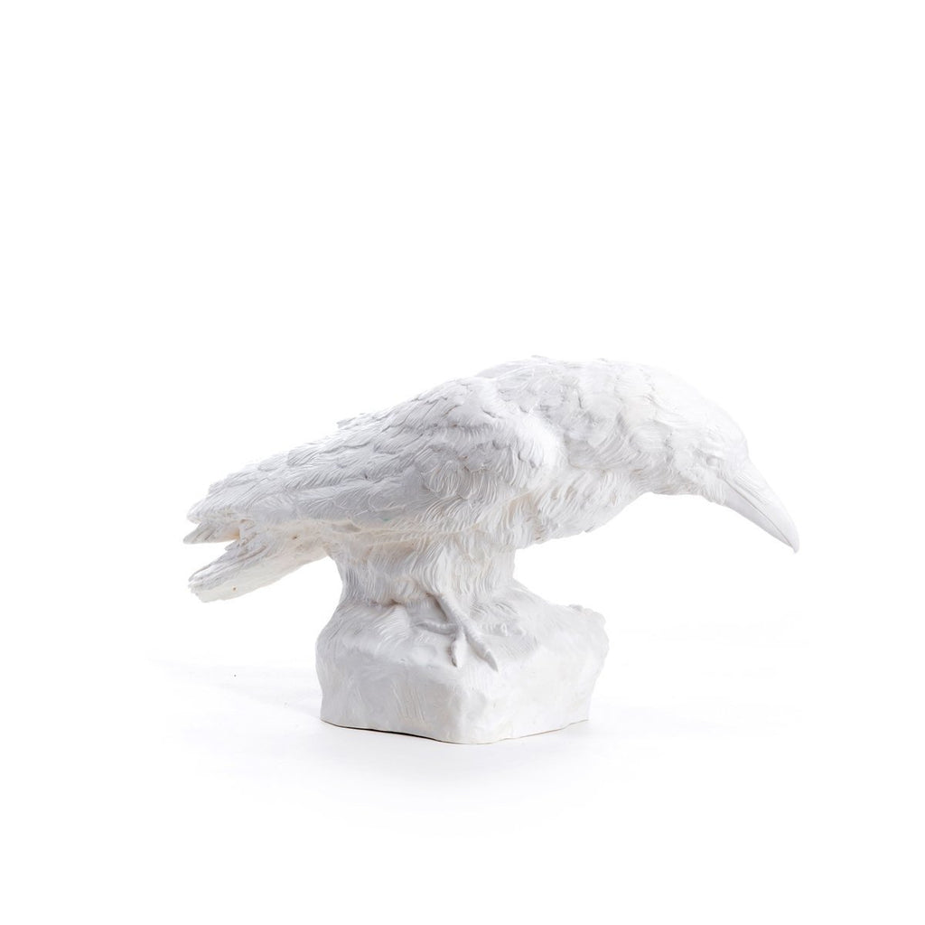 Sculpture Raven head down de Ottmar Hörl - Corbeau tête en bas-Blanc-Unsigned-The Woods Gallery